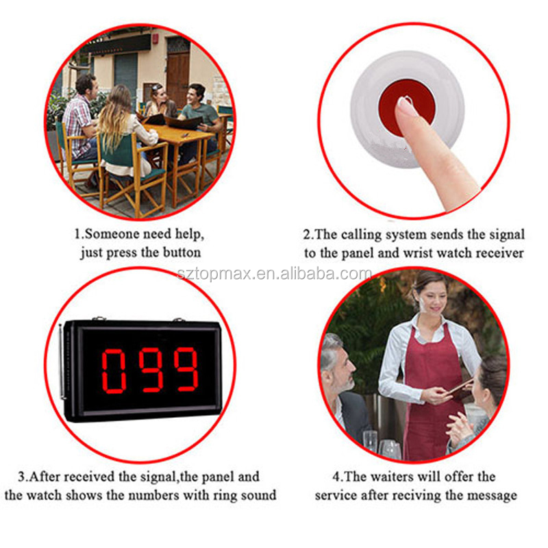 2023 China   Wireless Calling Watch  Restaurant Wireless Service Waiter Calling Bell System